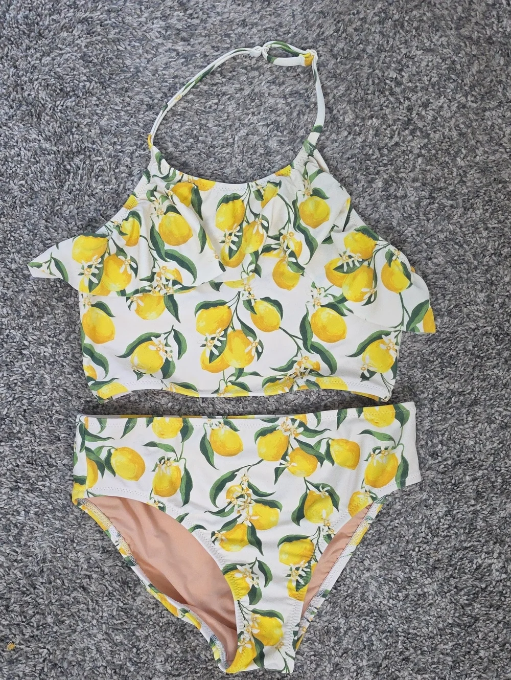 Crewcuts White & Yellow Lemon-Print Two-Piece Swim Bikini